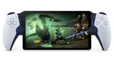 『Destiny 2』のゲームプレイ画面（ハメコミ合成）が表示されているPlayStation Portalリモートプレーヤーの画像。