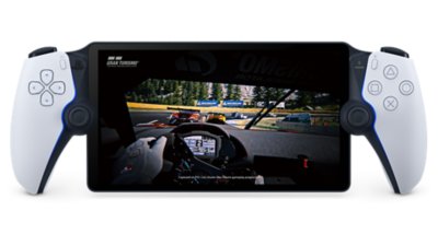 PlayStation Portal remote player image featuring simulated gameplay from Gran Turismo 7.