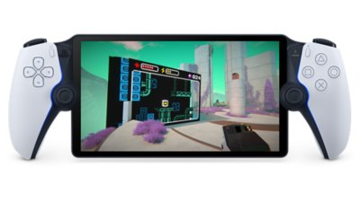 Viewfinder의 시뮬레이션된 게임 플레이를 포함하는 PlayStation Portal 리모트 플레이어 이미지입니다.