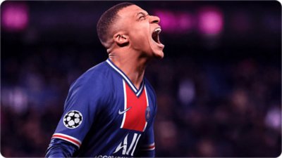 《FIFA 22》宣傳圖像，展示封面球星Kylian Mbappé