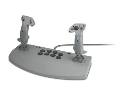 PlayStation Analog Joystick, un accesorio gris con dos joysticks y ocho botones