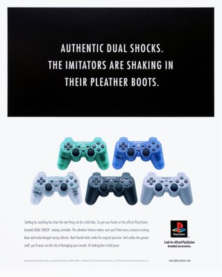 Publicidad impresa de PS One sobre los controles Dualshock originales