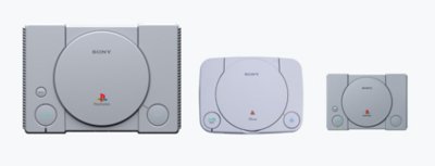 La consola PlayStation original, la PS One y la PS Classic en fila