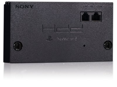 Adaptador de red de PS2 con sus puertos para cables LAN