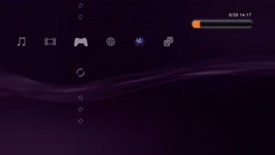 The PS3 Xrossmediabar user interface showing various icons