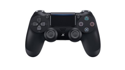 black ps4 controller with white buttons