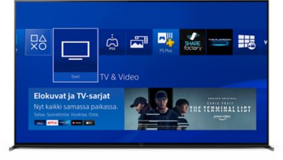 Television näyttö, jossa näkyy PS4:n käyttöliittymä