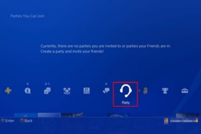 Select Party from the PS4 home screen
