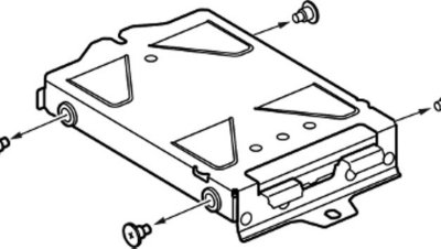 從 HDD 安裝架上卸下四顆螺絲。