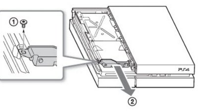 PS4 – fjerne harddiskskruen på CUH-1000 og 1110