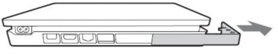 沿箭頭方向滑動 PS4 Slim HDD 拖盤護蓋以將其卸下。