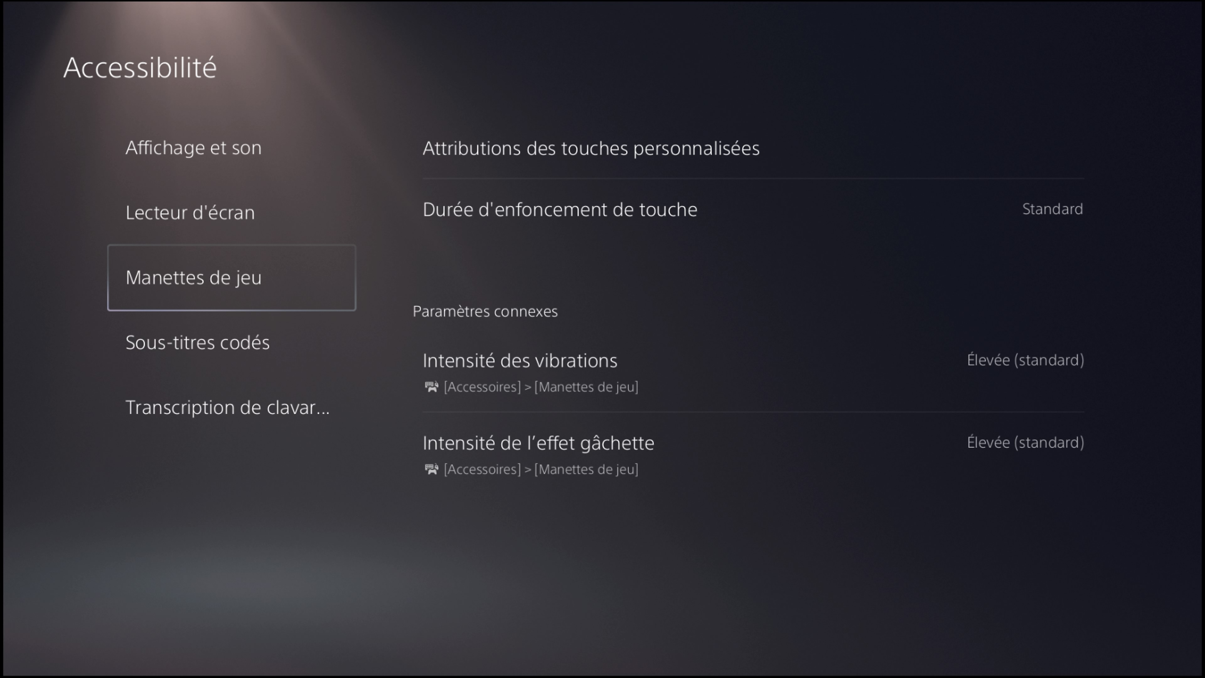 Accessibilité de la PS5 – Paramètres de la manette de jeu