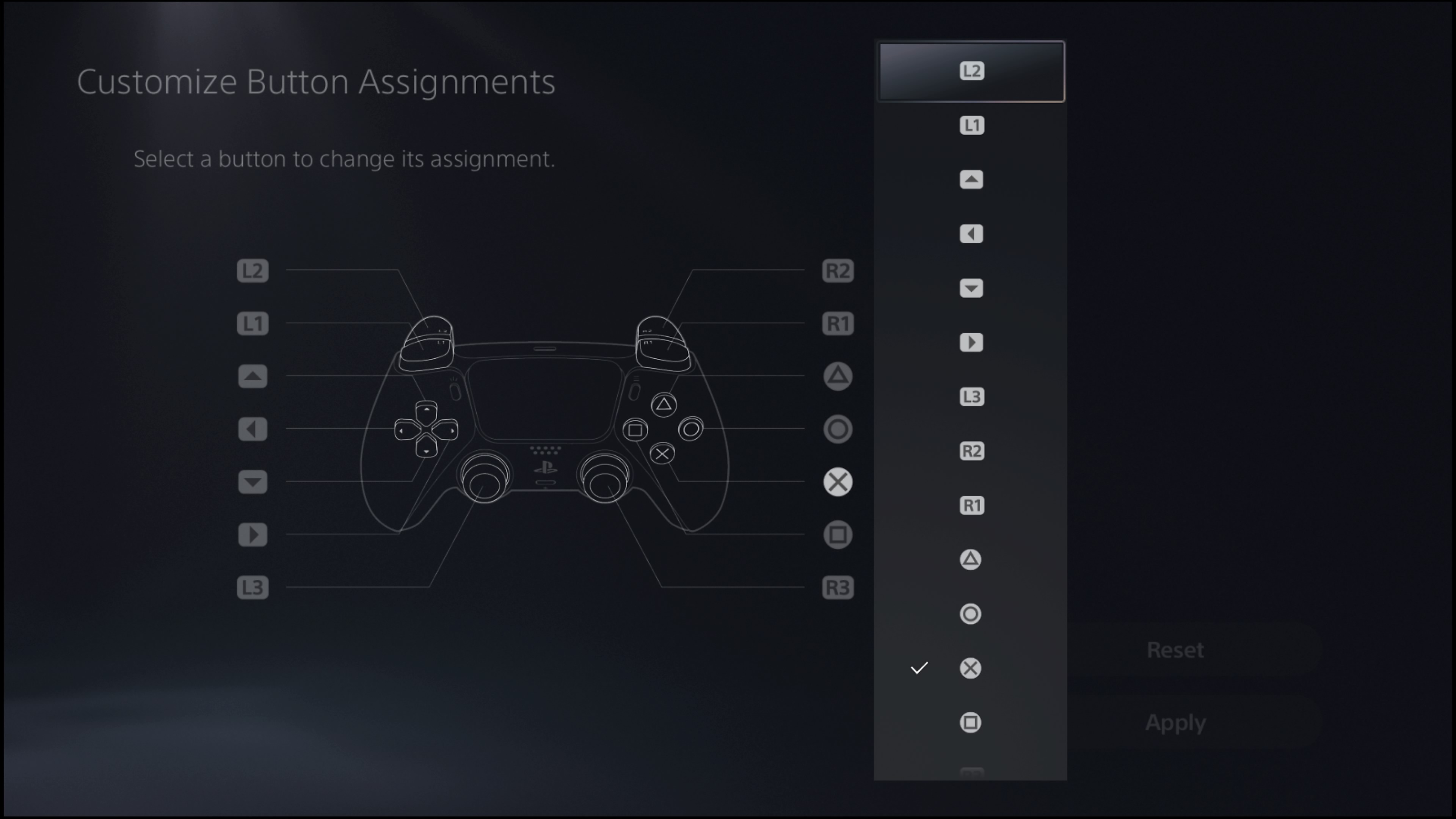 PS5 change button assignments