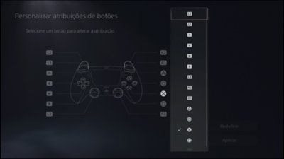 Atribuições de botões de alteração do PS5