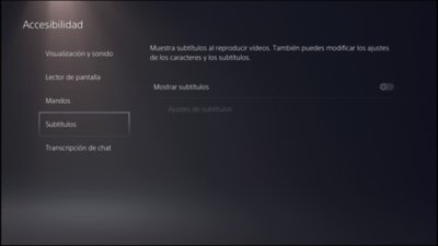 Accesibilidad en PS5 - Subtítulos