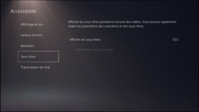 Accessibilité sur PS5 : sous-titres