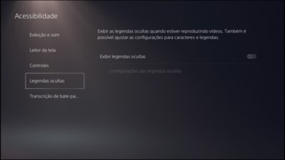 Acessibilidade do PS5 - legendas ocultas