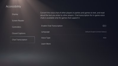 Accessibility settings on PlayStation®5 console