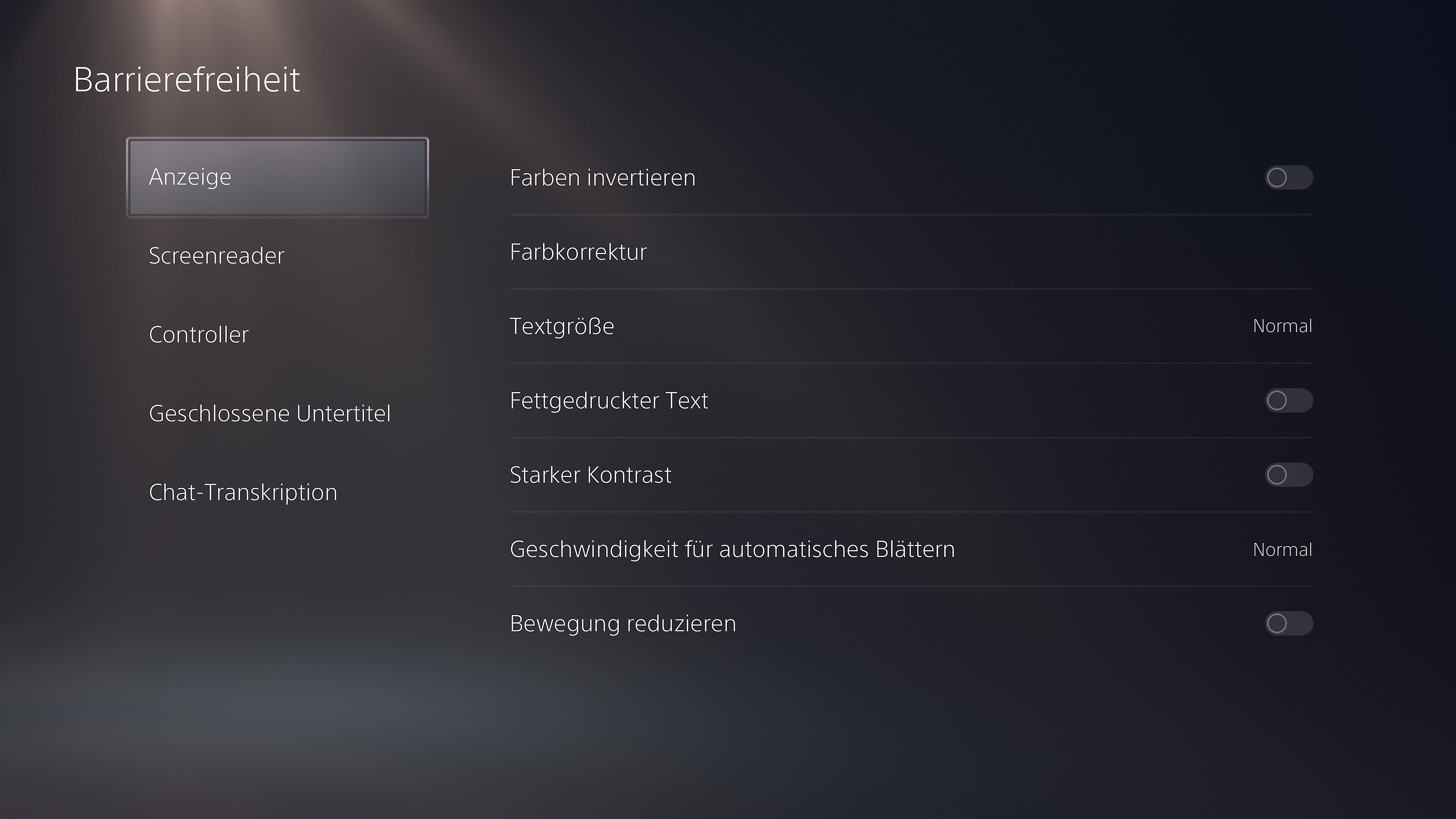 Screenshot of the PS5 User Interface for display settings