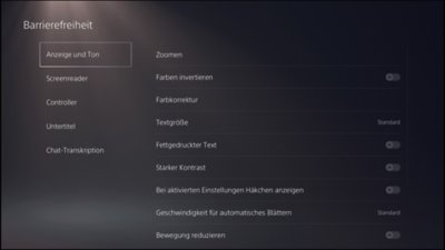PS5-Barrierefreiheit – Anzeigeeinstellungen