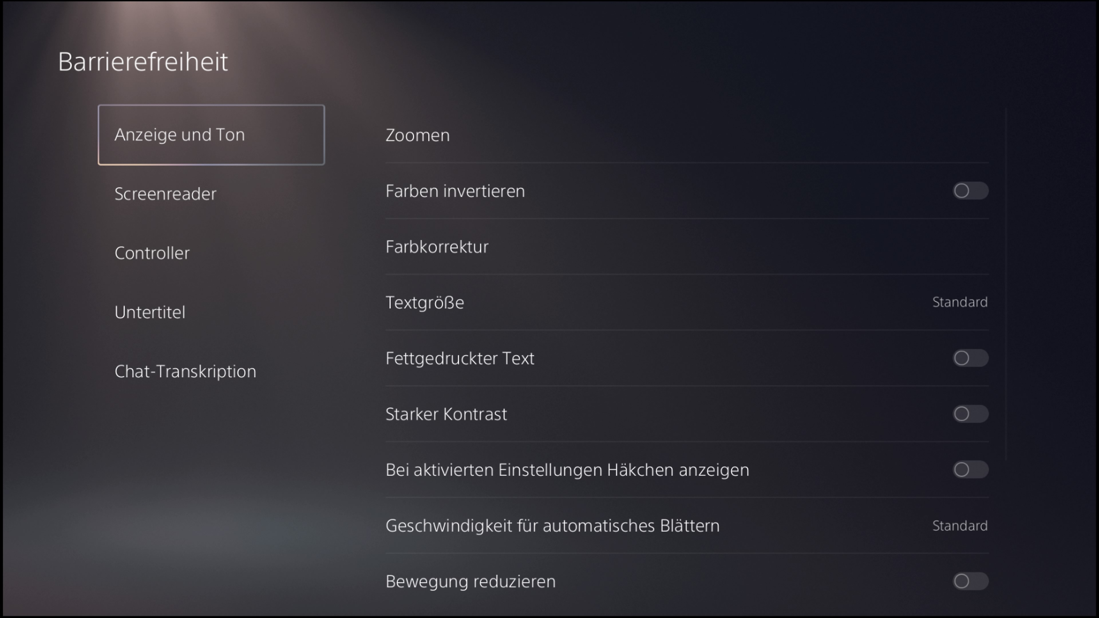 Screenshot of the PS5 User Interface for display and sound settings