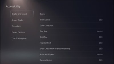 Přístupnost konzole PS5 – nastavení zobrazení