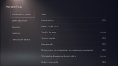 Capturas de pantalla de la interfaz de usuario de PS5 para ajustes de pantalla y sonido