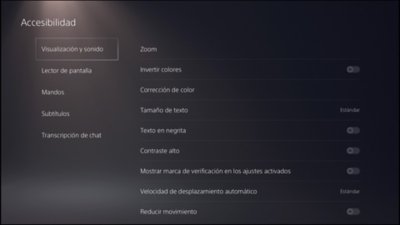 Accesibilidad en PS5 - Ajustes de pantalla