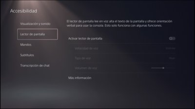 Accesibilidad en PS5 - Lector de pantalla