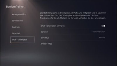 PS5-Barrierefreiheit – Chat-Transkription