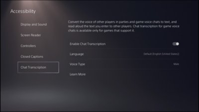 Спеціальні можливості PS5 – транскрипція чату