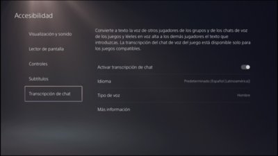 Accesibilidad de PS5: transcripción del chat