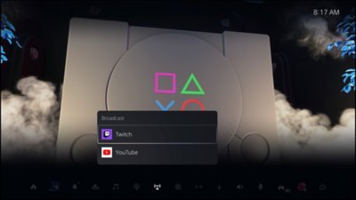 Image showing broadcast options for YouTube and Twitch