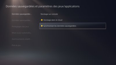 Synchronisation des données sauvegardées sur PS5