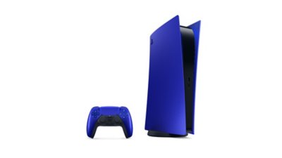 PS5 Digital Edition -konsolin kansi Cobalt Blue -värissä