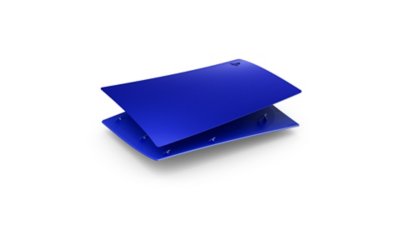 Cobalt Blue -värissä oleva PS5 Digital Edition -konsolin kansi sivulta