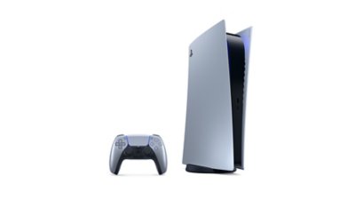 PS5 Digital Edition -konsolin kansi Sterling Silver -värissä