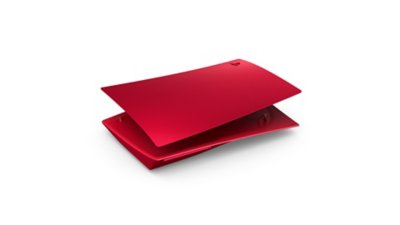 Seitenansicht des PS5-Konsolen-Covers in Volcanic Red