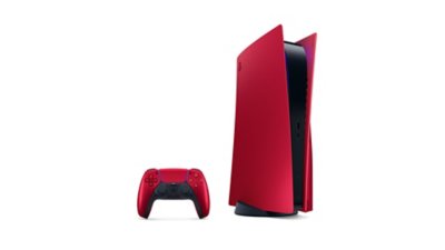 PS5-konsolin kuoret Volcanic Red -värissä
