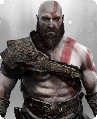 God of War artwork showing a portrait of Kratos
