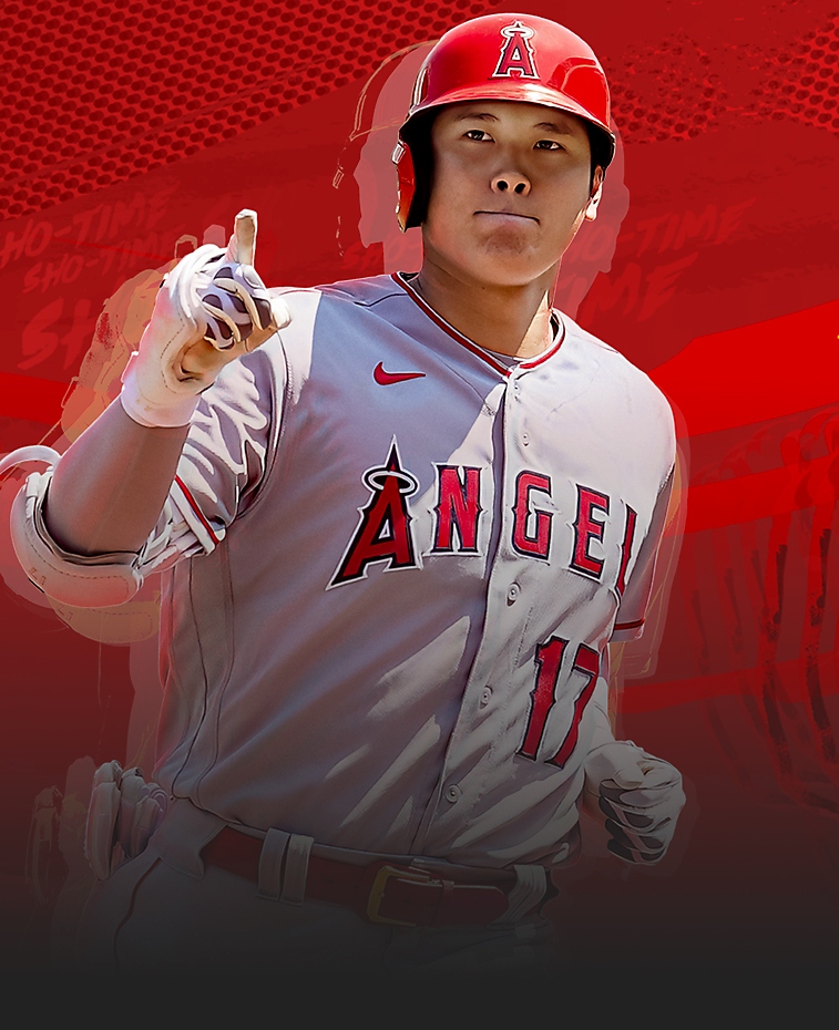 MLB The Show 22-hovedgrafik, der viser en baseballspiller på en rød baggrund