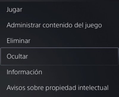 Oculta un juego de tu biblioteca de juegos de la consola PS5