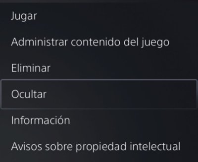 Oculta un juego de tu biblioteca de juegos de la consola PS5