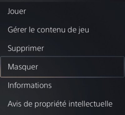 Masquer un jeu de la Bibliothèque de jeux de votre console PS5