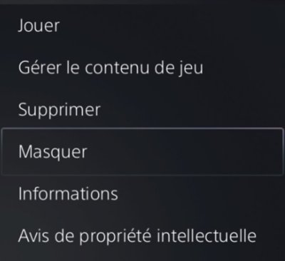 Masquer un jeu de la Bibliothèque de jeux de votre console PS5