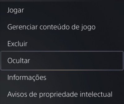 Ocultar um jogo da Biblioteca de jogos do seu console PS5