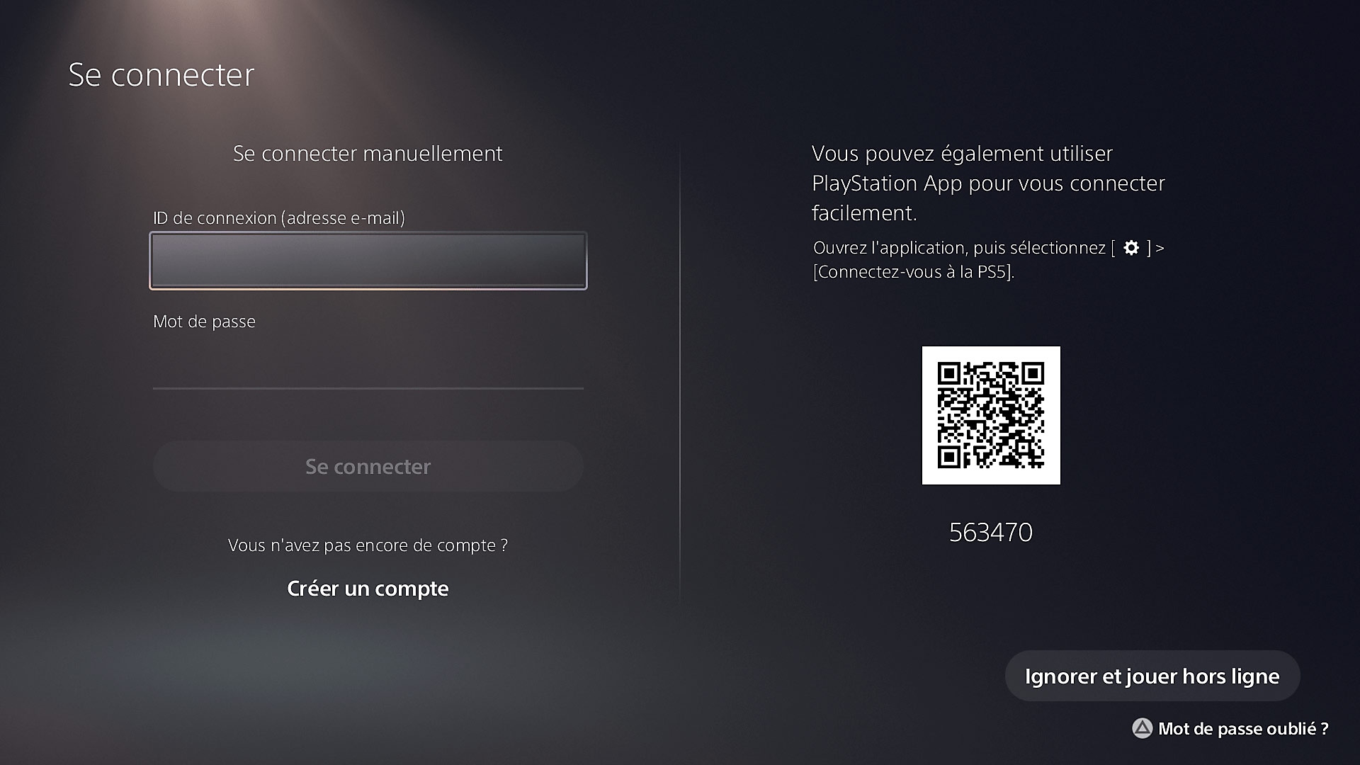 Connexion sur PS5 depuis l'application PS App grâce à un code QR
