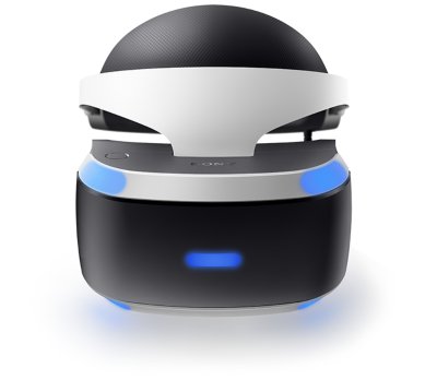 Vista frontal de casco PS VR 