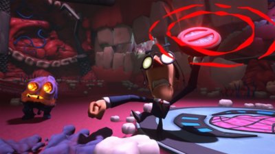 psychonauts 2 screenshot with a character holding gadgets