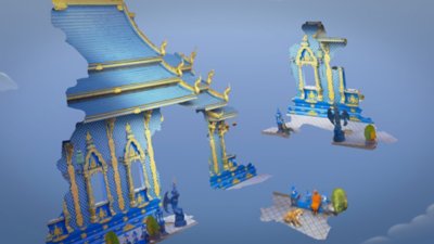 Captura de pantalla de Puzzling Places que muestra un acertijo 3D siendo completado.